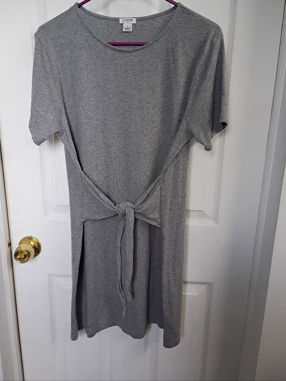 J. Crew Gray Front Tie Mini T-Shirt Dress